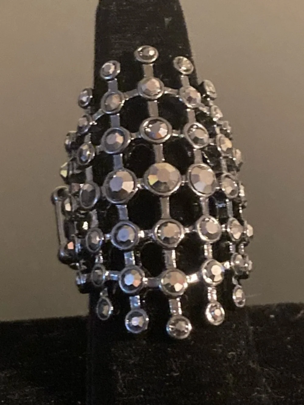 paparazzi Black Crystal Grid Statement Ring